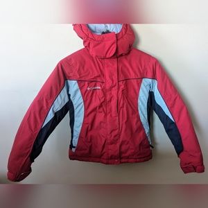 Columbia Sportswear Youth 14-16 Red & Blue Skiing Jacket With Removable Hood.